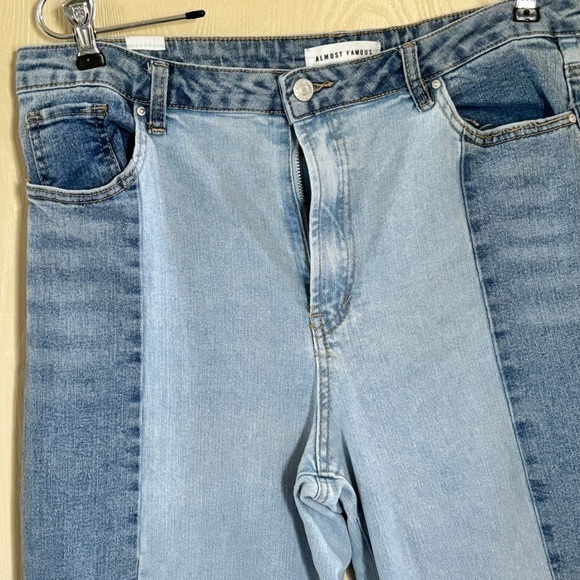 Almost Famous two tone retro inspired jeans with raw hem - Picture 2 of 4